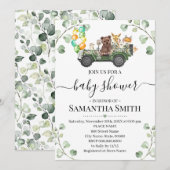 Woodland Animal Drive door Baby shower Kaart (Voorkant / Achterkant)