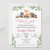 Woodland Animal Eucalyptus Pink Baby shower Kaart (Voorkant)