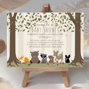 Woodland Animal Family Baby shower Kaart