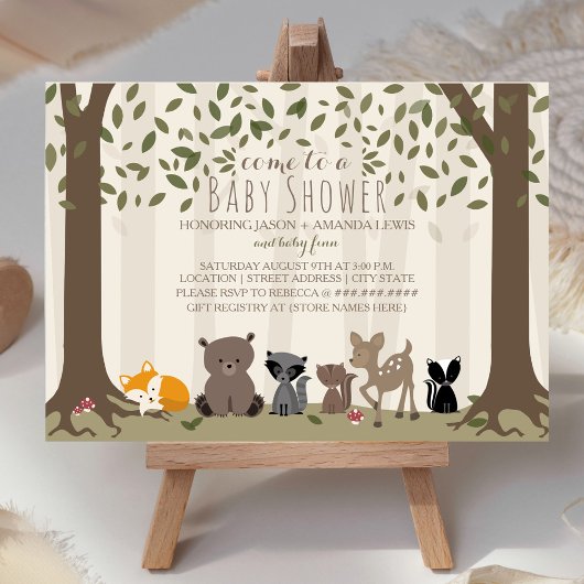 Woodland Animal Family Baby shower Kaart