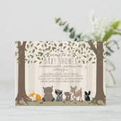 Woodland Animal Family Baby shower Kaart (Staand voorkant)