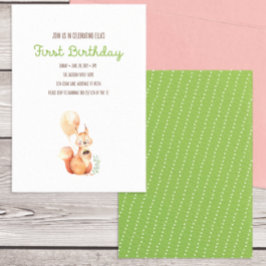 Woodland Animal First Birthday/Shower Invitation Kaart