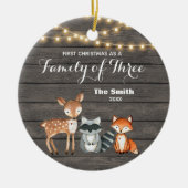 Woodland Animal First Kerstmis als familie van 3 Keramisch Ornament (Voorkant)
