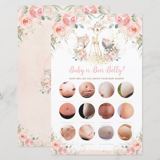 Woodland Animal Floral Baby of Beer Belly Game (Voorkant / Achterkant)