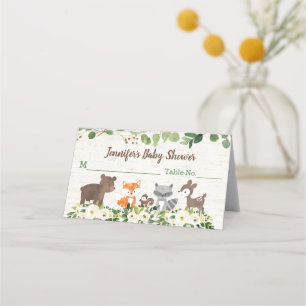 Woodland Animal Floral Baby shower Plaatskaartje