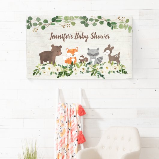 Woodland Animal Floral Baby shower Spandoek (Insitu)