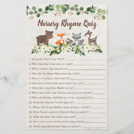 Woodland Animal Floral Nursery Rhyme Shower Game