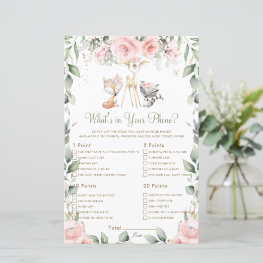 Woodland Animal Floral wat zit er in je telefoonsp (Staand voorkant)