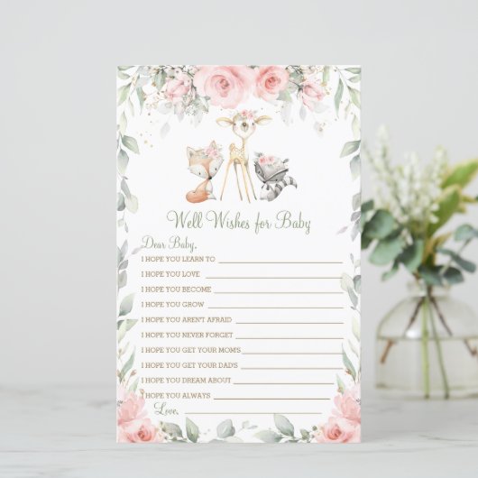 Woodland Animal Floral Well Wishes for Baby (Staand voorkant)