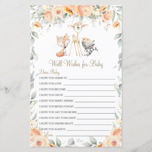 Woodland Animal Floral Well Wishes for Baby (Voorkant)