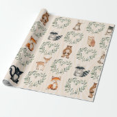 Woodland Animal Forest Baby Cadeaupapier (Uitgerold)