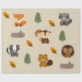 Woodland Animal Forest Beaver Wapping Paper Cadeaupapier (Vlak)