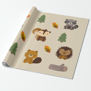 Woodland Animal Forest Beaver Wapping Paper Cadeaupapier