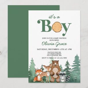 Woodland Animal Forrest Boy Baby shower Kaart