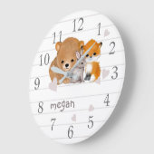 Woodland Animal Fox Beer Bunny Wall Clock Grote Klok (Hoek)