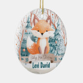 Woodland Animal Fox Boho Boy Baby's 1e Kerstmis Keramisch Ornament (Rechts)