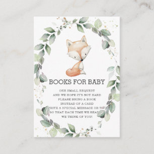 Woodland Animal Fox Greenery Wreath Books for Baby Informatiekaartje