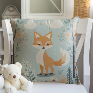 Woodland Animal Fox thema, blauwe baby jongen kwek Kussen