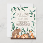 Woodland Animal Friends Baby shower Invitation Kaart (Voorkant)