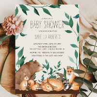 Woodland Animal Friends Baby shower Invitation