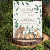 Woodland Animal Friends Baby shower Invitation Kaart