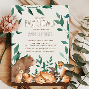 Woodland Animal Friends Baby shower Kaart