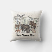 Woodland Animal Friends gepersonaliseerd Kussen (Achterkant)