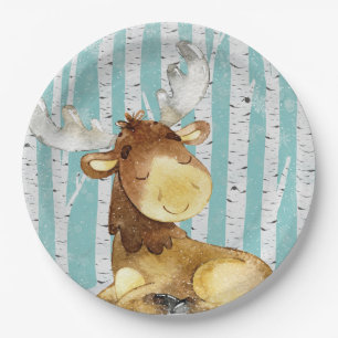 Woodland Animal Friends in Winter Forest- Deer Papieren Bordje