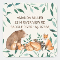 Woodland Animal Friends Return Address Label