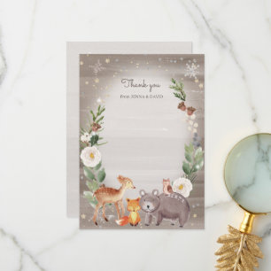 Woodland Animal Friends Sparkle Baby shower Bedankkaart