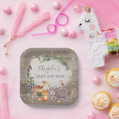 Woodland Animal Friends Sparkle Baby shower Papieren Bordje (Feest)
