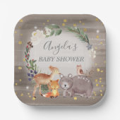 Woodland Animal Friends Sparkle Baby shower Papieren Bordje (Voorkant)