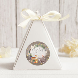 Woodland Animal Friends Sparkle Baby shower Ronde Sticker