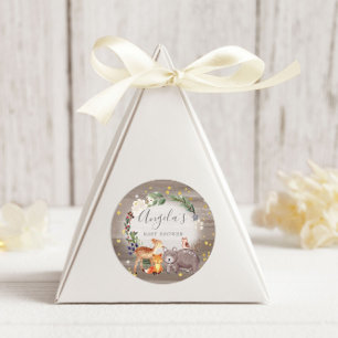 Woodland Animal Friends Sparkle Baby shower Ronde Sticker