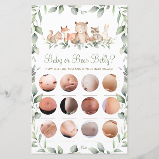 Woodland Animal Fun Shower Baby of Beer Belly Game (Voorkant)