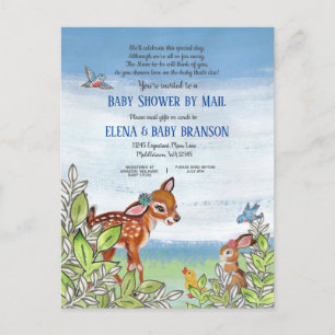 Woodland Animal Green Baby shower per post Uitnodiging Briefkaart