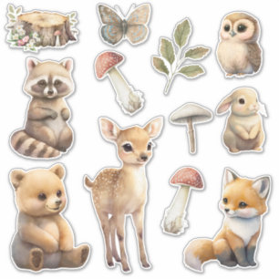 Woodland Animal Green Baby shower Sticker