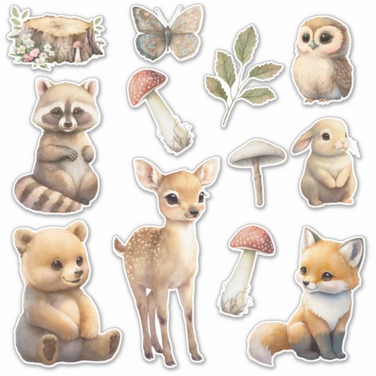 Woodland Animal Green Baby shower Sticker (Voorkant)