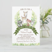 Woodland Animal Greenery Boy Baby shower Kaart (Staand voorkant)