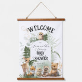 Woodland Animal Greenery Forest Baby shower welcom Hangend Wandkleed (Voorkant)