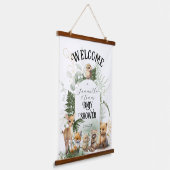 Woodland Animal Greenery Forest Baby shower welcom Hangend Wandkleed (Gebogen)