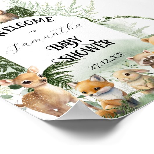 Woodland Animal Greenery Forest Baby shower welcom Poster (Hoek)