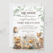 Woodland Animal Greenery Modern Baby shower Kaart (Voorkant)