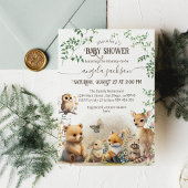 Woodland Animal Greenery Modern Baby shower Kaart
