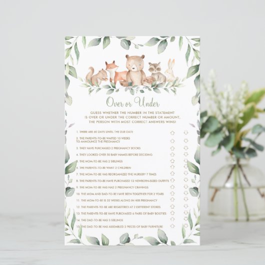 Woodland Animal Greenery Shower over of onder Game (Staand voorkant)