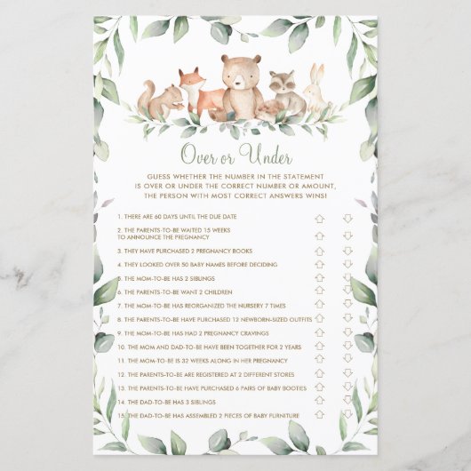 Woodland Animal Greenery Shower over of onder Game (Voorkant)