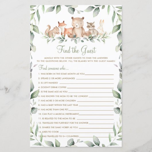 Woodland Animal Greenery vindt het gastspel (Voorkant)