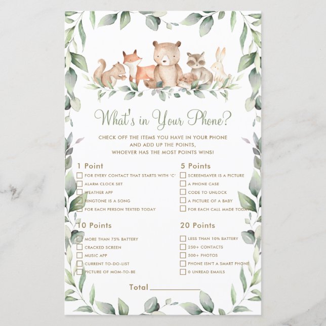 Woodland Animal Greenery Wat zit er in je telefoon (Voorkant)