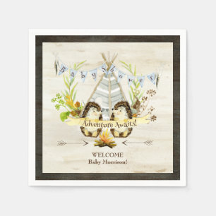 Woodland Animal Hedégs Teepee Boho Baby shower Servetten