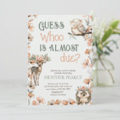 Woodland Animal Herten Uil Baby shower Kaart (Staand voorkant)